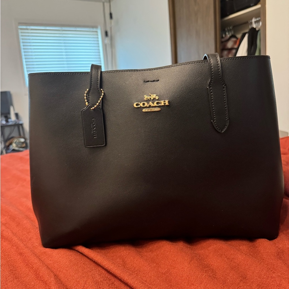 Coach Black Leather Structured Tote